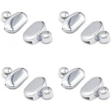 Pack Bathroom Mirror Glass Brackets with Glass Clamp for Bathroom Mirror, Zinc Alloy Chrome Finish - Oval Shelf Bracket