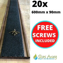 (20, 600mm x 90mm) Extra Wide Non Slip Decking Strips GRP Heavy Duty Pro Grade 90mm - BLACK