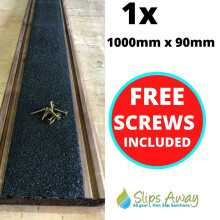 (1, 1000mm x 90mm) Extra Wide Non Slip Decking Strips GRP Heavy Duty Pro Grade 90mm - BLACK
