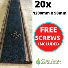 (20, 1200mm x 90mm) Extra Wide Non Slip Decking Strips GRP Heavy Duty Pro Grade 90mm - BLACK