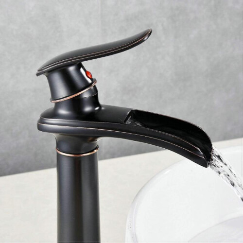 Single Handle Bathroom Sink Faucet, Black, High Spout 2