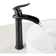Single Handle Bathroom Sink Faucet, Black, High Spout