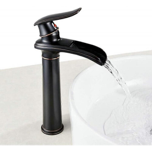 Single Handle Bathroom Sink Faucet, Black, High Spout