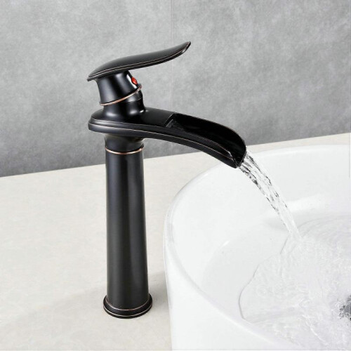 Single Handle Bathroom Sink Faucet, Black, High Spout 1