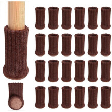24-Pack Chair Leg Socks High Resilient Floor Protector Non-Slip Chair Leg Socks Socks Fits 1" to 2" Diameter, Knit Furniture Pads (Dark Brown)