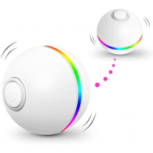 Interactive Cat Toy Cat Ball with LED Lights 4th Generation Cat Ball Toys for Kitten and Puppy, 360 Degree Self-Rotating (White)