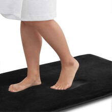 Bath Mat Non Slip Absorbent Super Cozy Velvet Bathroom Rug Carpet (24 inches X 48 inches, Black)
