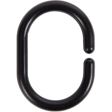 Rings for shower curtains black - Set of 36 units, small, Plastic, 4.5 x 3 cm, Black
