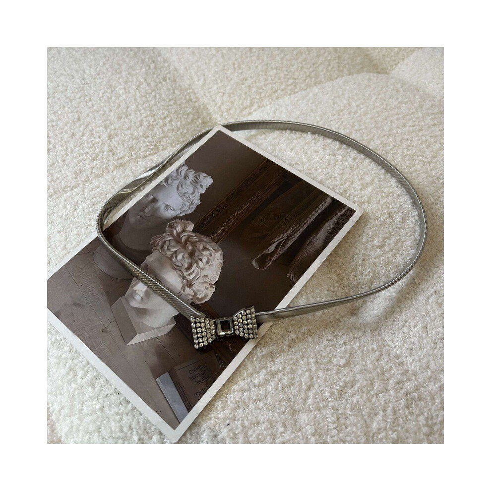 (Silver Bow)Ceinture tendance douce nœud papillon taille pour femme parfaite pour robe de style été