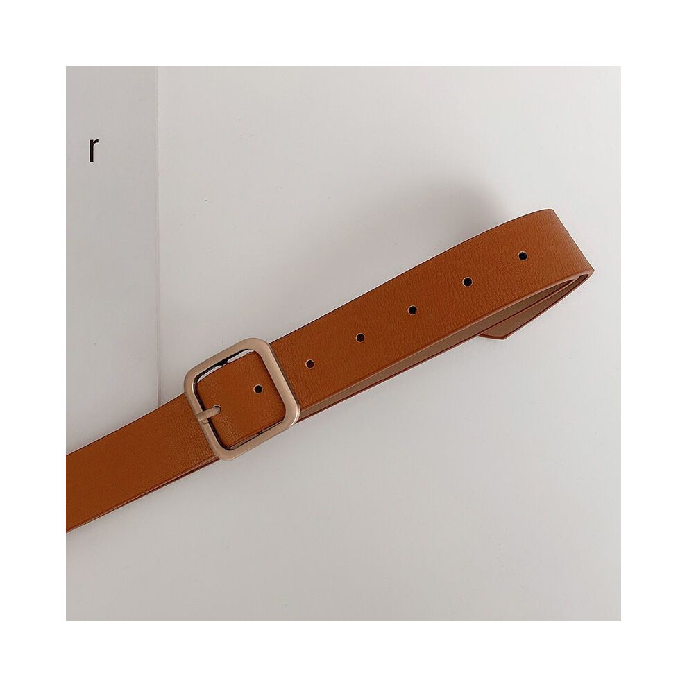 (Tan Gold Buckle)Jean skinny noir coréen simple à la mode élégant pour femme avec ceinture chic