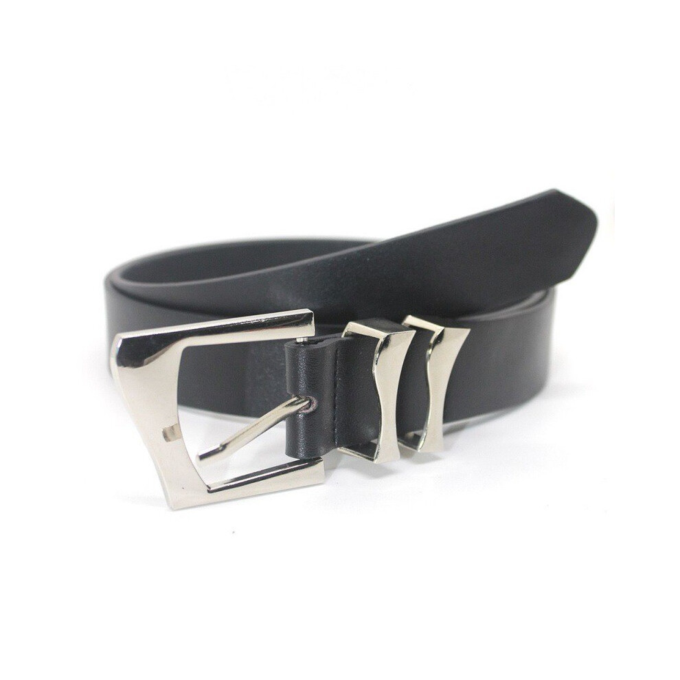 (Black Ring)Jupe en jean classique femme rétro boucle carrée accompagnée d'une ceinture noire élégante