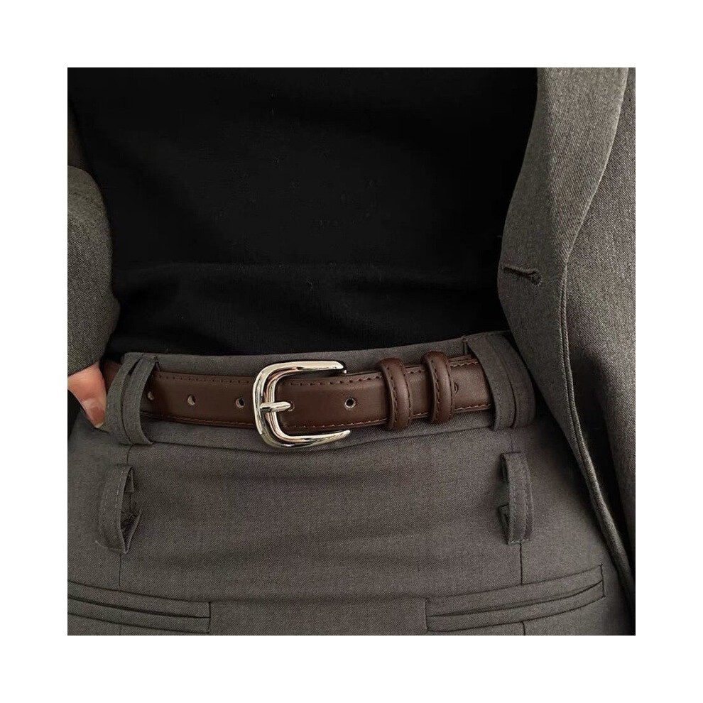 (Brown Soft Leather)Ceinture vintage en cuir souple pour femme élégant pantalon décontracté et jean accessoire polyvalent à la mode pour automne