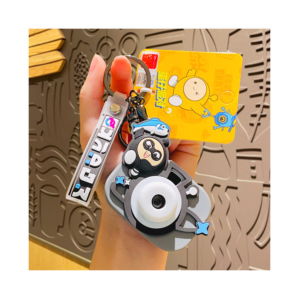 (Œuf noir) Adorable porte-clés de fête en forme d'œuf, appareil photo, alliage PVC ABS, composants électroniques,
