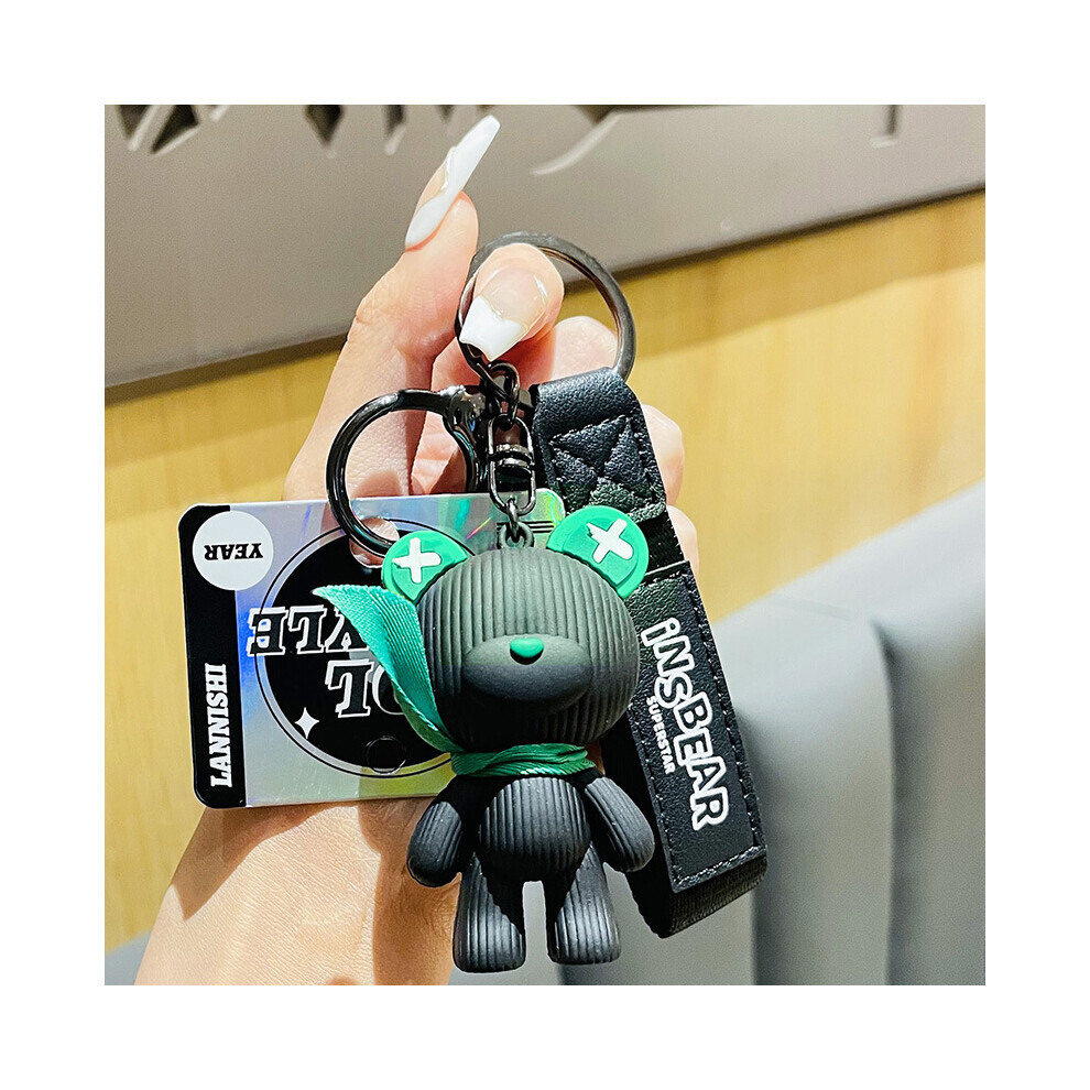 (Noir) Porte-clés ours authentique, adorable accessoire créatif en PVC de style dessin animé