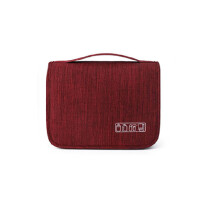 (Rouge) Sac à crochets de rangement de voyage grande capacité à suspendre, trousse de toilette de maquillage