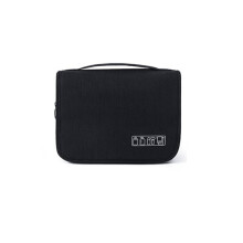 (Noir) Sac à crochets de rangement de voyage grande capacité à suspendre, trousse de toilette de maquillage