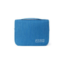 (Bleu) Sac à crochets de rangement de voyage grande capacité à suspendre, trousse de toilette de maquillage
