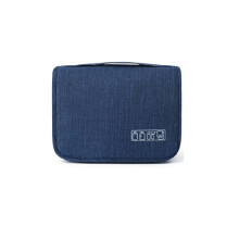 (Bleu marine) Sac à crochets de rangement de voyage grande capacité à suspendre, trousse de toilette