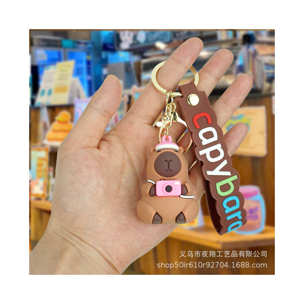 (Appareil photo) Porte-clés Capybara Mode Mignon Dessin Animé Sac Voiture Pendentif Décoration Cadeau