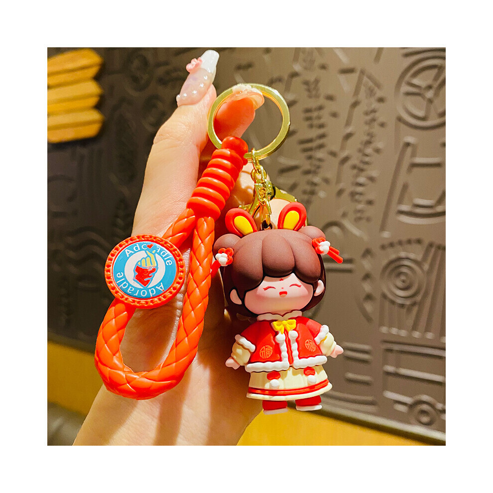 (Fille rouge) Porte-clés chihuahua ludique en PVC, bijou de sac parfait pour les enfants et les adultes