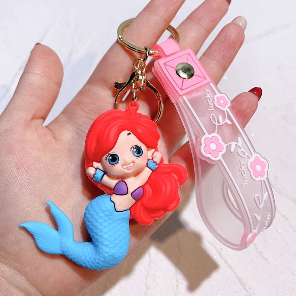 (4) Porte-clés princesse sirène 2024 en silicone, cadeau de voiture en PVC, vente en gros