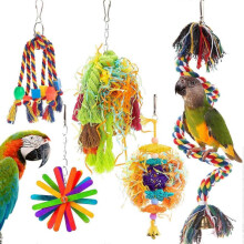 Birds Colorful Chew Toys Parrot Foraging Shredder Toy Shredder Hanging Foraging Toys, Set of 5