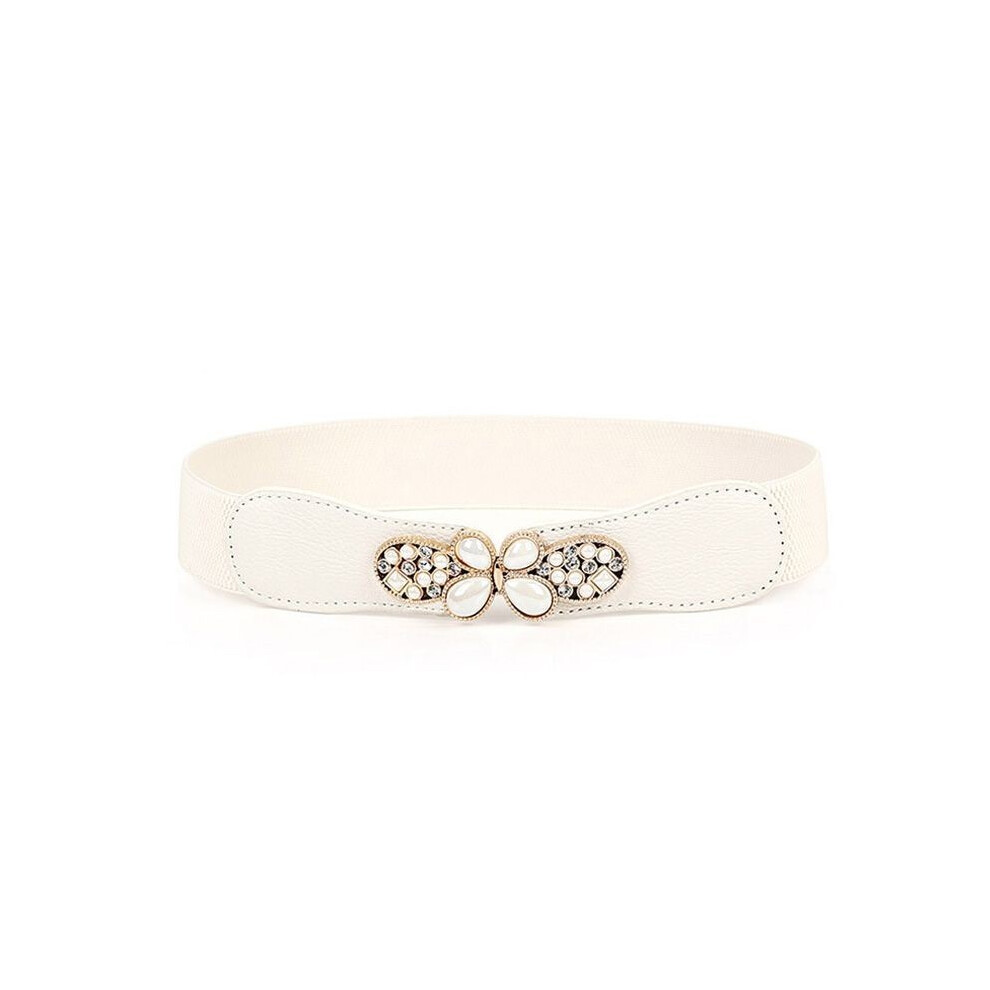 (Rhinestone Butterfly White)Ceinture femme polyvalente taille RCA en noir blanc et rouge pour chaque tenue