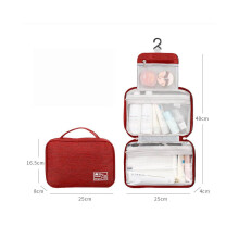 (Rouge) Sac de rangement à crochet pour le lavage, portable, sec et humide, séparé, simple et pratique,