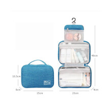 (Bleu lac) Sac de rangement à crochet pour le lavage, portable, sec et humide, séparé, simple et pratique,
