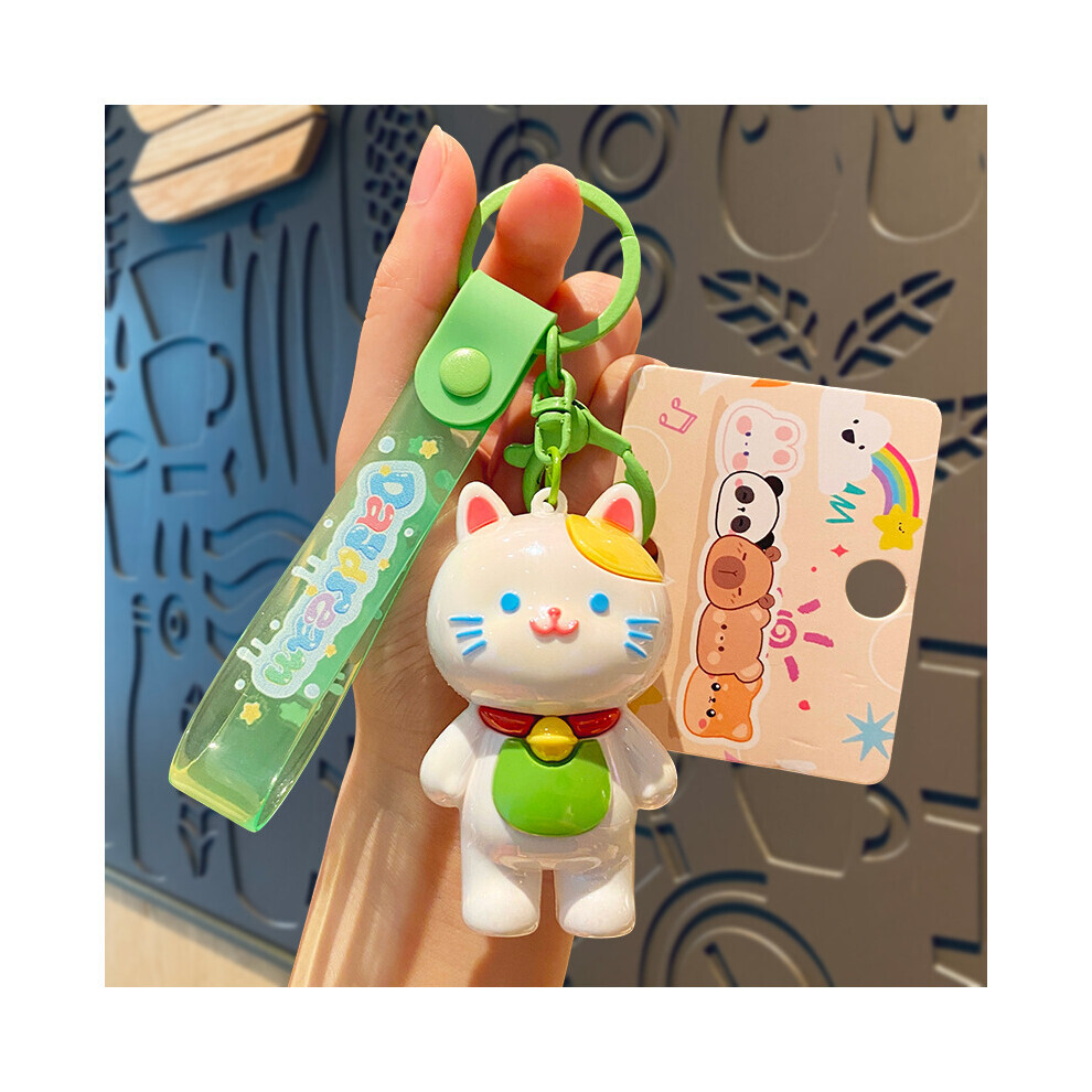 Porte-clés chat (vert), charmant pendentif de sac, accessoire en PVC, cadeau pour enfants