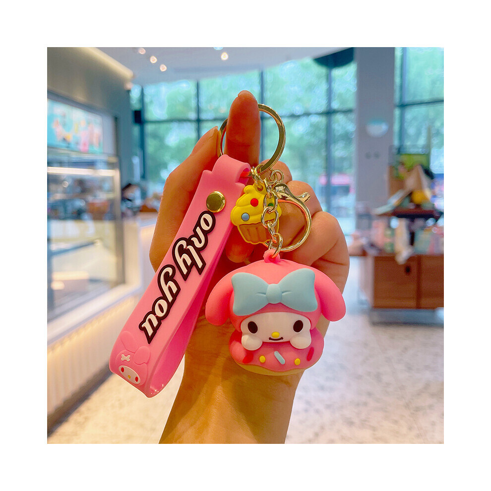 (Mélodie) Porte-clés mignon de dessin animé Anime en PVC souple Porte-clés de sac Breloque Donut KT
