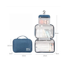 (Bleu) Sac de rangement à crochet pour le lavage, portable, sec et humide, séparé, simple et pratique,