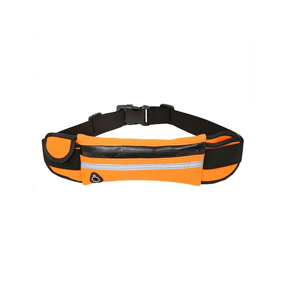 (Orange) Sac ceinture de course étanche pour le sport et la randonnée avec fermeture éclair