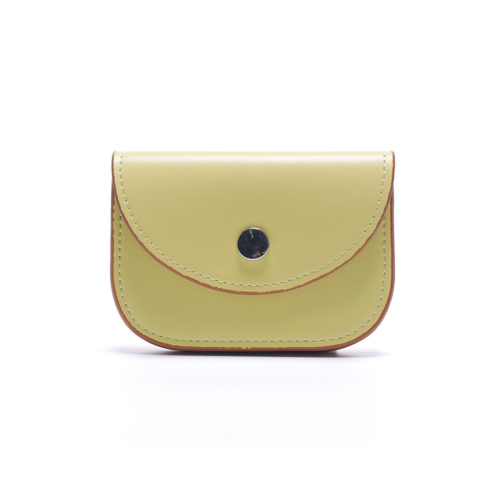 (Jaune) Porte-monnaie court pour femme, haut niveau d'apparence, fermoir de couleur pure, petit porte-monnaie