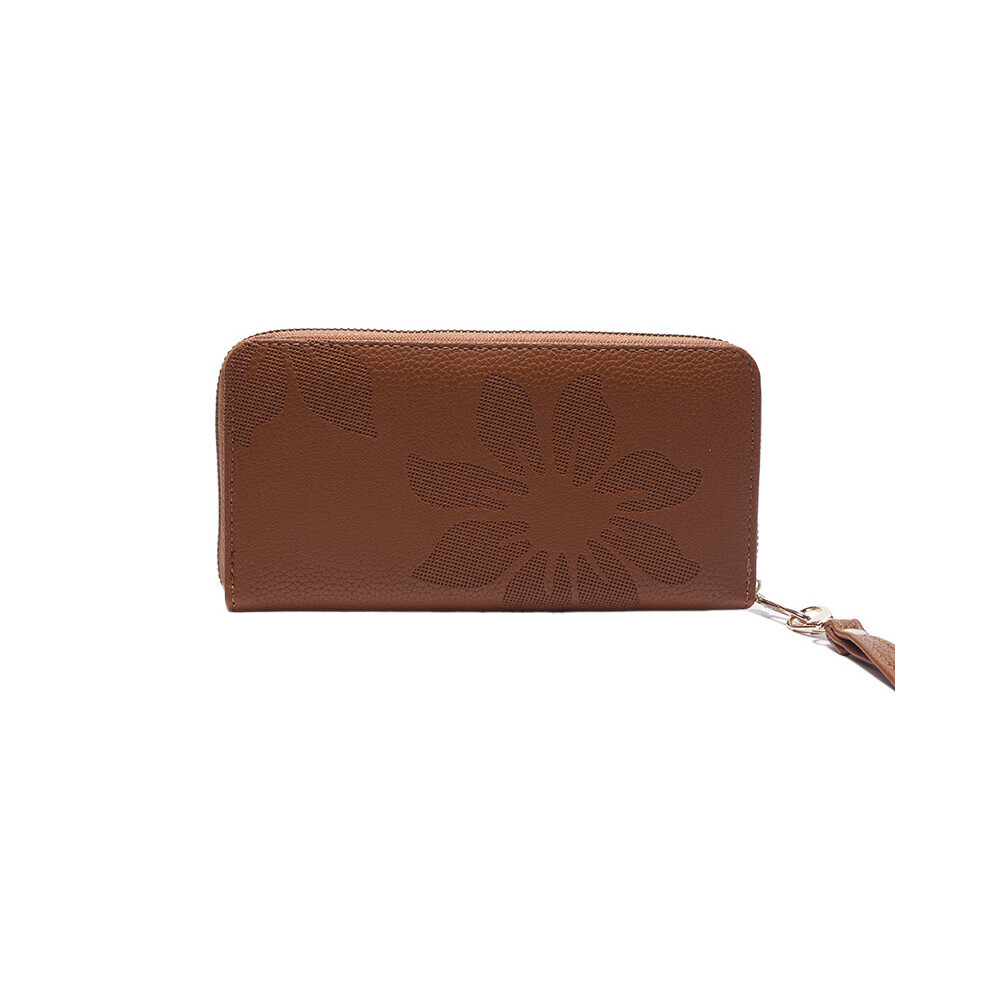 (Marron) Sac à main court pour femme, simple, couleur unie, imprimé, fermeture éclair, grande capacité