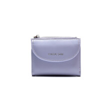 (Violet) Portefeuille court pour femme, multifonction, grande capacité, couleur unie