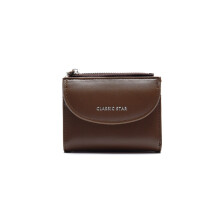 (Marron) Portefeuille court pour femme, multifonction, grande capacité, couleur unie
