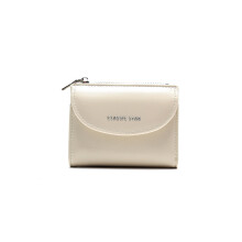 (Blanc) Portefeuille court pour femme, multifonction, grande capacité, couleur unie