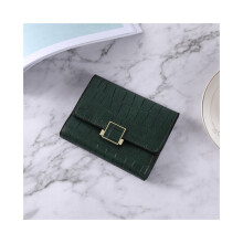 (Vert) Porte-monnaie court uni pour femme, imprimé crocodile, grande capacité, pour étudiante