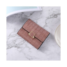 (Rose) Porte-monnaie court uni imprimé crocodile pour femme, porte-monnaie grande capacité pour étudiante