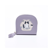 (Violet) Porte-monnaie court pour femme, joli porte-monnaie à fermeture éclair en PU pour étudiant,