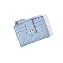 (Bleu) Version coréenne du porte-monnaie court pour femme, porte-cartes multi-cartes, en PU