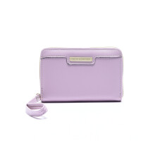 (Violet) Sac à main court pour femme, simple, couleur unie, en PU, avec fermeture éclair