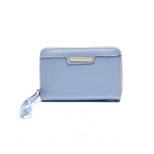 (Bleu) Sac à main court pour femme, simple, couleur unie, en PU, avec fermeture éclair