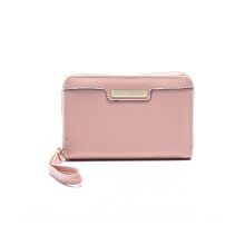 (Rose) Sac à main court pour femme, simple, couleur unie, en PU, avec fermeture éclair