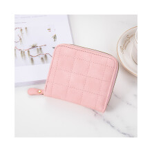 (Rose) Sac à main court pour femme avec fermeture éclair, couleur pure, simple, brodé, en PU, petit