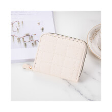 (Blanc) Sac à main court pour femme avec fermeture éclair, couleur pure, simple, brodé, en PU, petit
