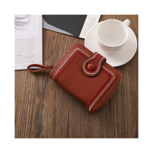 (Café) Nouveau porte-monnaie court pour femme, couleur unie, style rétro, multi-cartes, petit porte-monnaie