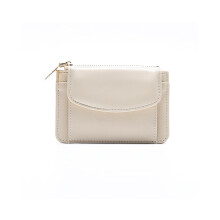 (Blanc) Nouveau portefeuille court et simple pour femme, couleur unie, fermeture éclair et boucle