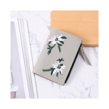 (Vert clair) Petit sac à main court pour femme avec broderie et fermeture éclair, simple et fin, avec